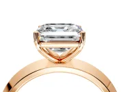 Solitaire Engagement Ring Setting for Asscher Cut Center with Wide Knife Ridge Band and Prong Head in Rose Gold