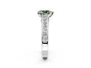 Solitaire Engagement Ring Setting for Fancy Green Pear-Shaped Center with Channel Band and Double Claw Prong Head in Sterling Silver