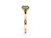Solitaire Engagement Ring Setting for Fancy Green Asscher Cut Center with Thin Rounded Plain Band and Prong Head in Rose Gold