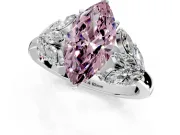 Leaf Cluster Engagement Ring Setting for Fancy Pink Marquise Center with Marquise Accents and Prong Head in Platinum