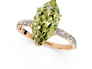 Solitaire Engagement Ring Setting for Fancy Yellow Marquise Center with Fine Pave Accents and Prong Head in Rose Gold