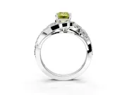 Halo Engagement Ring Setting for Fancy Yellow Emerald Cut Center with Marquise and Pave Bypass Band and Prong Head in Platinum