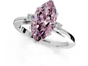 3 Stone Engagement Ring Setting for Fancy Pink Marquise Center with Low-Set Round Cut Accents and Prong Head in Platinum