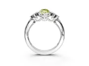 Cluster Engagement Ring Setting for Fancy Yellow Marquise Center with Bezel Accent Clusters and Prong Head in Sterling Silver