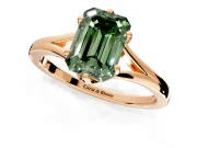 Solitaire Engagement Ring Setting for Fancy Green Emerald Cut Center with Plain Split Shank and Prong Head in Rose Gold