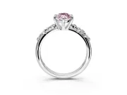 Solitaire Engagement Ring Setting for Fancy Pink Marquise Center with Trailing Leaf Accent Band and Prong Head in White Gold