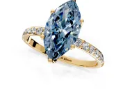 Solitaire Engagement Ring Setting for Fancy Blue Marquise Center with Fine Pave Accents and Prong Head in Yellow Gold