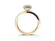 Solitaire Engagement Ring Setting for Radiant Cut Center with Round Cut Pave Band and Prong Head in Yellow Gold
