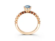 Solitaire Engagement Ring Setting for Fancy Blue Pear-Shaped Center with Bezel-Dot Beaded Band and Prong Head in Rose Gold