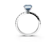 Open Basket Engagement Ring Setting for Fancy Blue Asscher Cut Center with Pave Band and Prong Head in Platinum