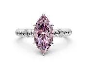 Rope Engagement Ring Setting for Fancy Pink Marquise Center with Accent Shoulders and Prong Head in Sterling Silver