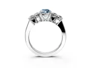 5 Stone Engagement Ring Setting for Fancy Blue Marquise Center with Equal Close-Set Accents and Prong Head in Platinum
