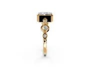 Vintage Station Engagement Ring Setting for Radiant Cut Center with Accents and Prong Head in Yellow Gold