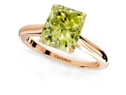 Solitaire Engagement Ring Setting for Fancy Yellow Radiant Cut Center with Narrow Cathedral Band and Prong Head in Rose Gold