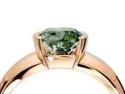 Tension Engagement Ring Setting for Fancy Green Cushion Cut Center with Wide Flat Band and Tension Head in Rose Gold