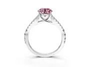 Solitaire Engagement Ring Setting for Fancy Pink Round Cut Center with Pave Split Shank and Prong Head in Platinum