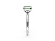 Low-Set Solitaire Engagement Ring Setting for Fancy Green Asscher Cut Center with Thin Plain Band and Prong Head in Platinum