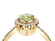 Halo Engagement Ring Setting for Fancy Yellow Marquise Center with Inner Milgrain Border and Prong Head in Yellow Gold