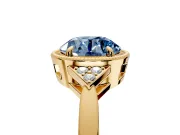 Cluster Engagement Ring Setting for Fancy Blue Round Cut Center with Milgrain Shoulder Clusters and Prong Head in Yellow Gold