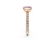 Solitaire Engagement Ring Setting for Fancy Pink Radiant Cut Center with Shared-Prong Accents and Prong Head in Rose Gold