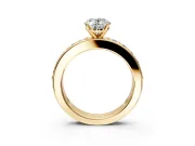 Solitaire Engagement Ring Setting for Oval Center with Channel-Set Accents and Prong Head in Yellow Gold