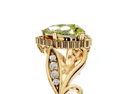 Halo Engagement Ring Setting for Fancy Yellow Heart-Shaped Center with Leaf Motif Split Shank and Prong Head in Yellow Gold