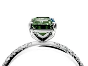 Solitaire Engagement Ring Setting for Fancy Green Emerald Cut Center with Micro Pave Band and Prong Head in Platinum