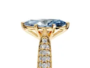Solitaire Engagement Ring Setting for Fancy Blue Marquise Center with Multi-Row Accents and Prong Head in Yellow Gold