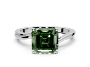 Solitaire Engagement Ring Setting for Fancy Green Asscher Cut Center with Plain Bypass Twist Band and Prong Head in Platinum