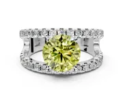 Solitaire Engagement Ring Setting for Fancy Yellow Round Cut Center with Wide-Open Split Shank and Prong Head in White Gold