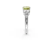 Cluster Engagement Ring Setting for Fancy Yellow Princess Cut Center with Round Cut Accent Frame and Prong Head in Platinum