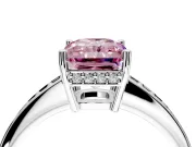 Solitaire Engagement Ring Setting for Fancy Pink Radiant Cut Center with Channel-Set Accent Band and Prong Head in Sterling Silver