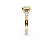 5 Stone Engagement Ring Setting for Fancy Yellow Asscher Cut Center with Plain Band and Prong Head in Rose Gold
