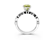Solitaire Engagement Ring Setting for Fancy Yellow Radiant Cut Center with Milgrain Bezel Accents and Prong Head in Platinum