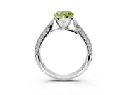 Solitaire Engagement Ring Setting for Fancy Yellow Heart-Shaped Center with Multi-Row Accents and Prong Head in Platinum