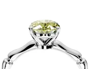Solitaire Engagement Ring Setting for Fancy Yellow Oval Center with Bamboo Band and Prong Head in Platinum