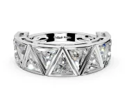 Triangle Lab-Grown Diamond Geometric Men's Wedding Band with Angular Frames in White Gold