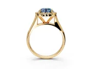 Halo Engagement Ring Setting for Fancy Blue Round Cut Center with Square Band and Prong Head in Yellow Gold