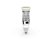 Bezel Engagement Ring Setting for Fancy Yellow Radiant Cut Center with Wide Channel-Set Band and Bezel Head in Platinum