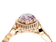 Halo Engagement Ring Setting for Fancy Pink Marquise Center with Leaf Motif Split Shank and Prong Head in Rose Gold