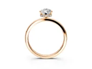 Hidden Halo Engagement Ring Setting for Pear-Shaped Center with Plain Band and Tall Prong Head in Rose Gold
