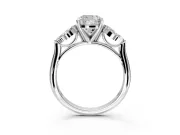 Floral Cluster Engagement Ring Setting for Cushion Cut Center with Marquise Accents and Prong Head in Platinum