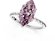 Solitaire Engagement Ring Setting for Fancy Pink Marquise Center with Plain Twisted Rope Band and Prong Head in White Gold