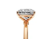 Solitaire Engagement Ring Setting for Radiant Cut Center with Straight Thin Band and Prong Head in Rose Gold