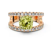 Solitaire Engagement Ring Setting for Fancy Yellow Cushion Cut Center with Wide-Open Split Shank and Prong Head in Rose Gold