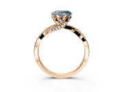 Solitaire Engagement Ring Setting for Fancy Blue Heart-Shaped Center with Narrow Twist Pave Band and Prong Head in Rose Gold