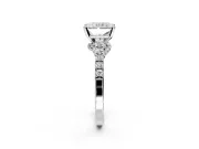 Solitaire Engagement Ring Setting for Radiant Cut Center with Crossover Accents and Prong Head in Platinum