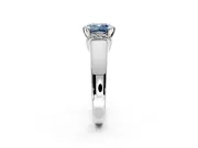 Solitaire Engagement Ring Setting for Fancy Blue Cushion Cut Center with Wide Band, Pave Collar and Prong Head in Sterling Silver