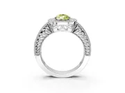 Milgrain Halo Engagement Ring Setting for Fancy Yellow Pear-Shaped Center with Pave Band and Prong Head in Platinum