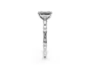 Solitaire Engagement Ring Setting for Emerald Cut Center with Bamboo Band and Prong Head in Platinum